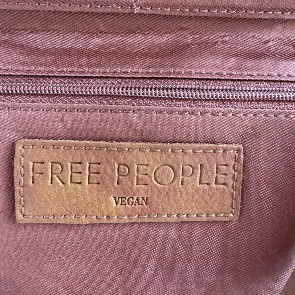 Free People Vegan Leather Distressed Wristlet Wallet – Cognac Brown Zip Around